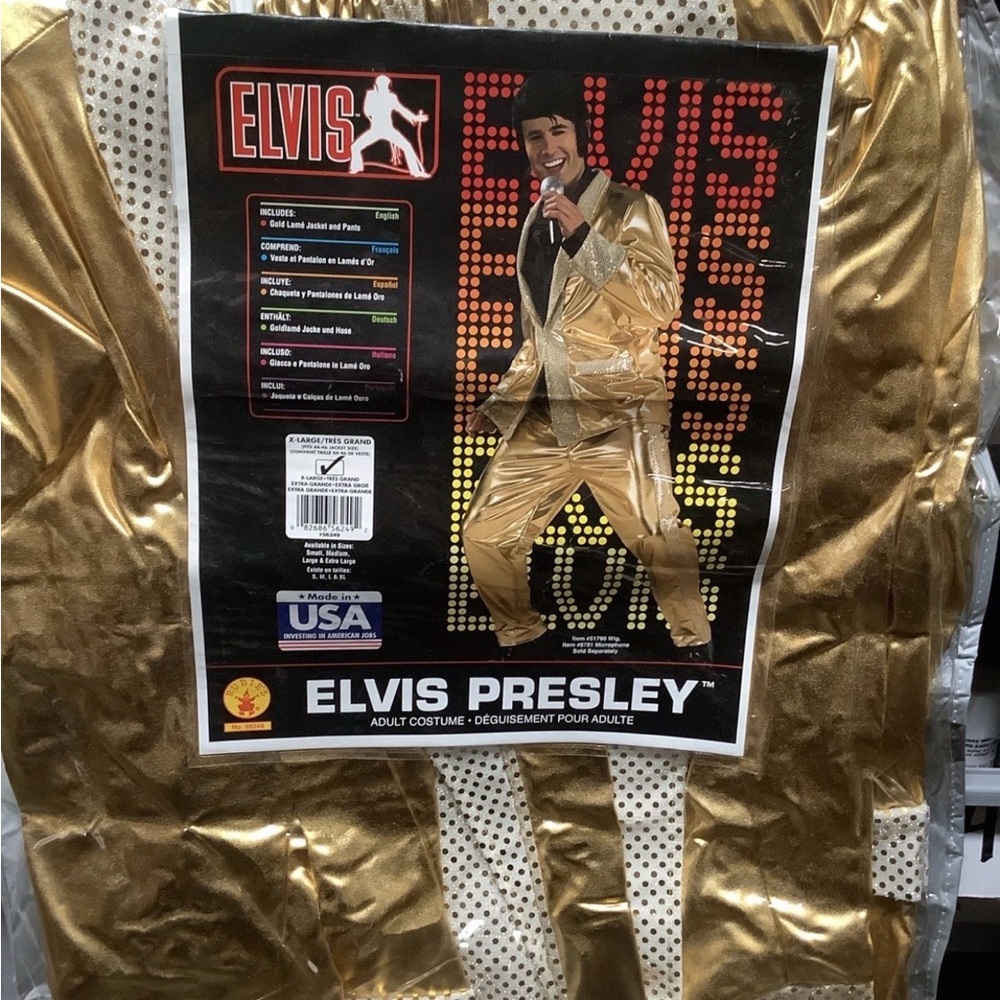 Elvis Presley Gold Suit 50's Sequins Deluxe Adult Costume By Rubies